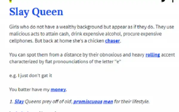 See This Hilarious Definition Of "Slay Queen" By The Urban Dictionary